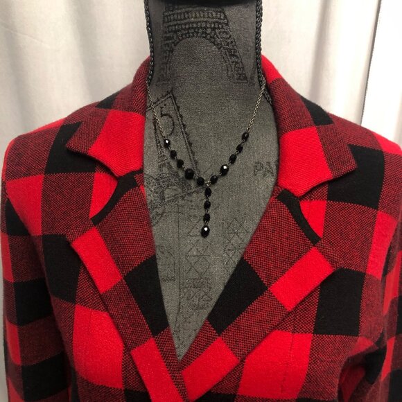 Alison Sheri Jacket Womens Size Small Red Black Check Comfy Snaps Shacket NEW - Picture 2 of 7